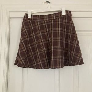 Brown Plaid Pattern Skirt